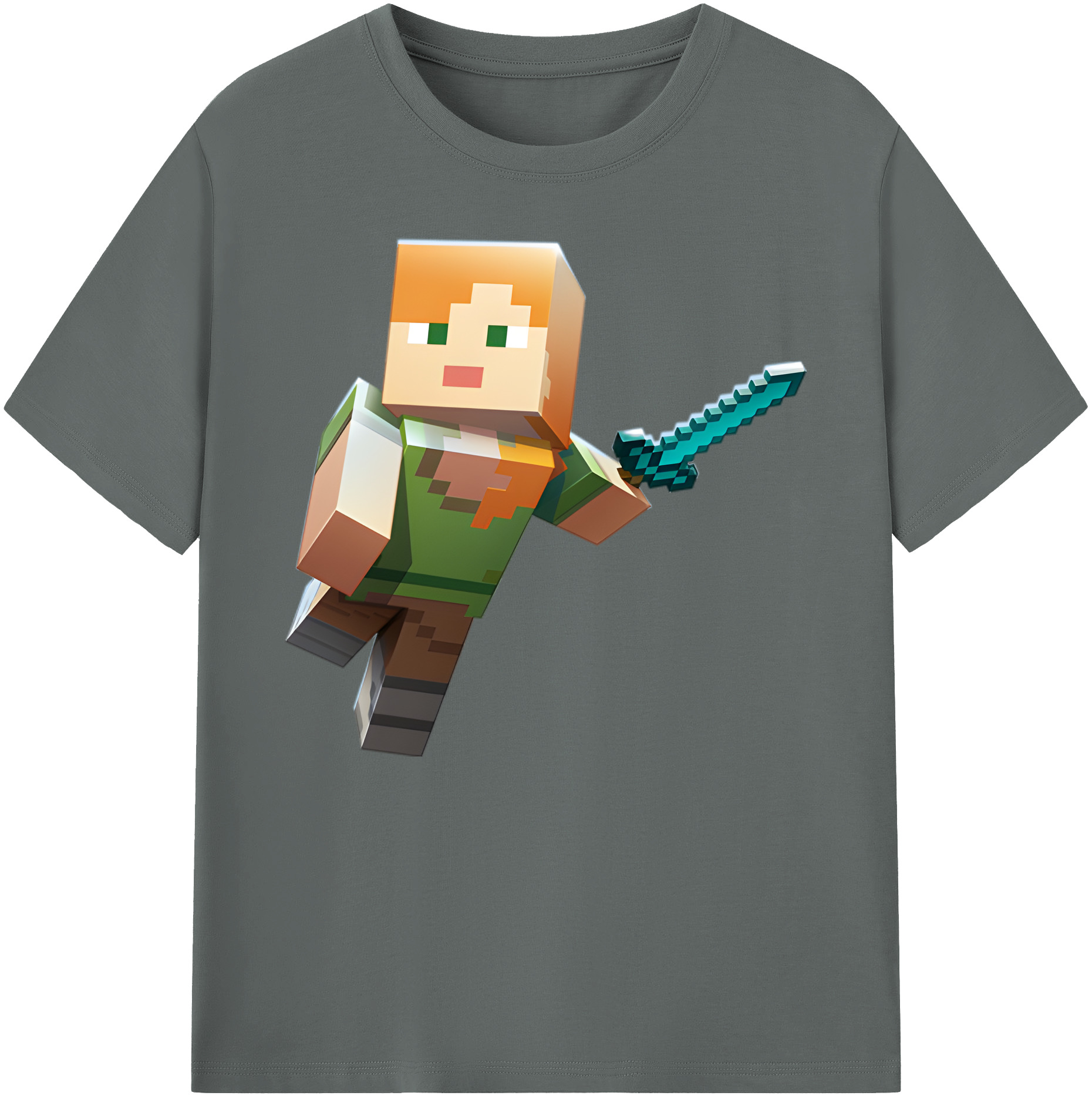 （画像用） マインクラフト ブロックの世界 Minecraft MC Block world 綿100％ メンズ半袖Tシャツ｜肌触りやわらか＆通気性